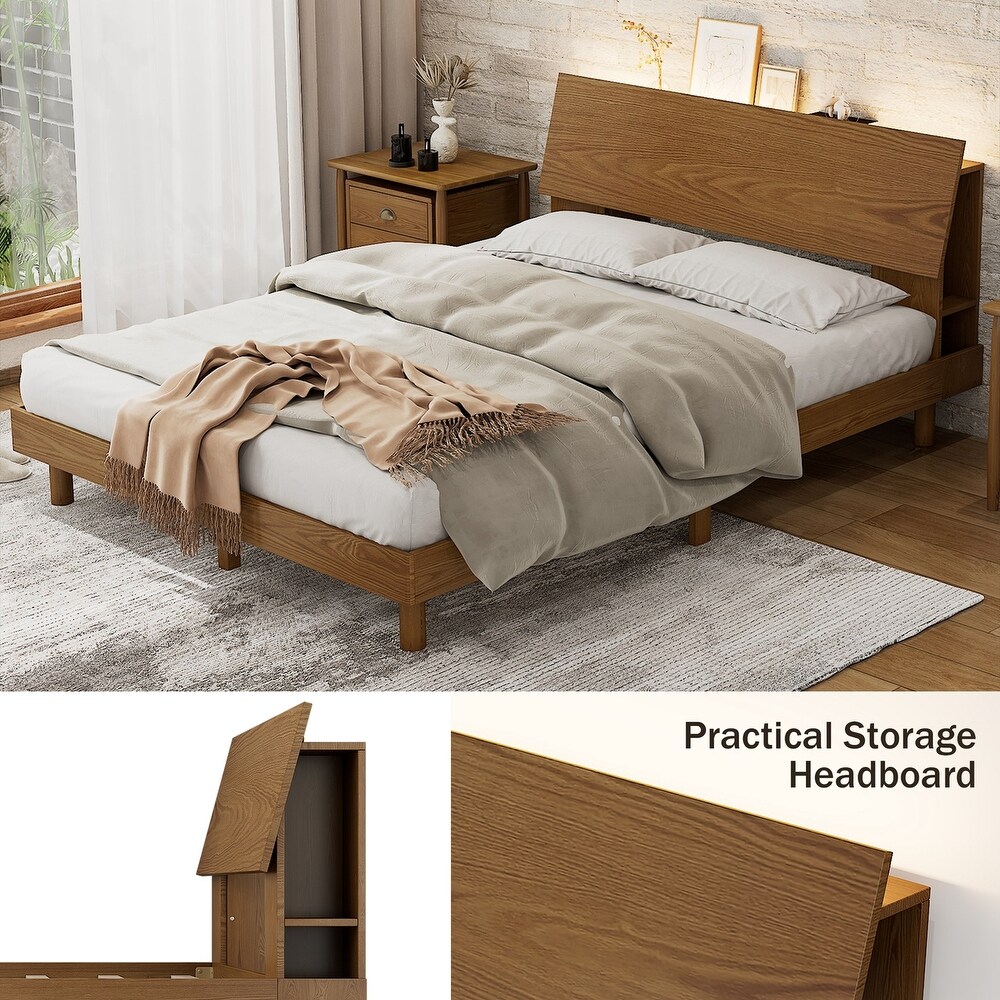 3 Pieces Bedroom Sets Queen Bed with two nightstands