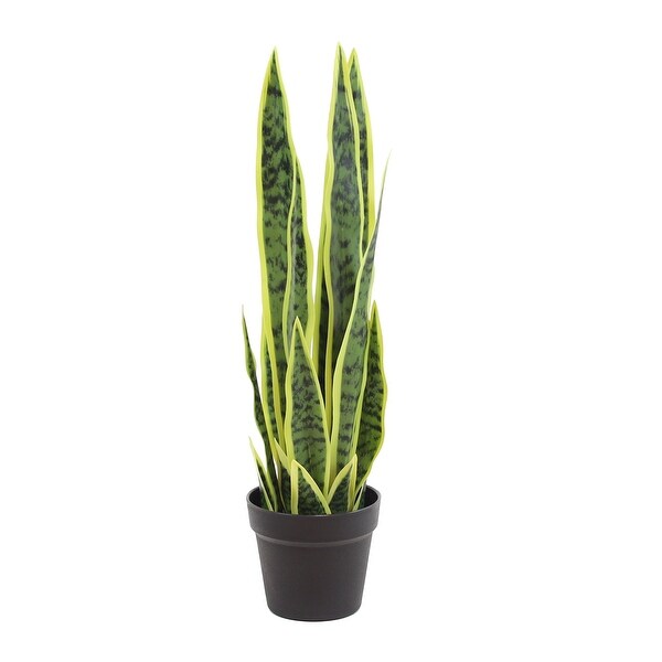 The Mod Greenhouse Faux Green Sansevieria Plant in a Black Matte Planter Pot