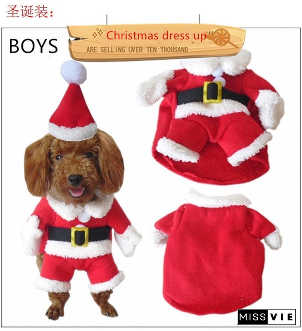 Pet Dog Princess Dress Red Christmas Coat Sweatshirt Vest Pets Cat Winter Warm Party