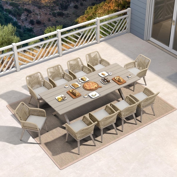 PURPLE LEAF PE Rattan Outdoor Dining Set with All Aluminum Frame