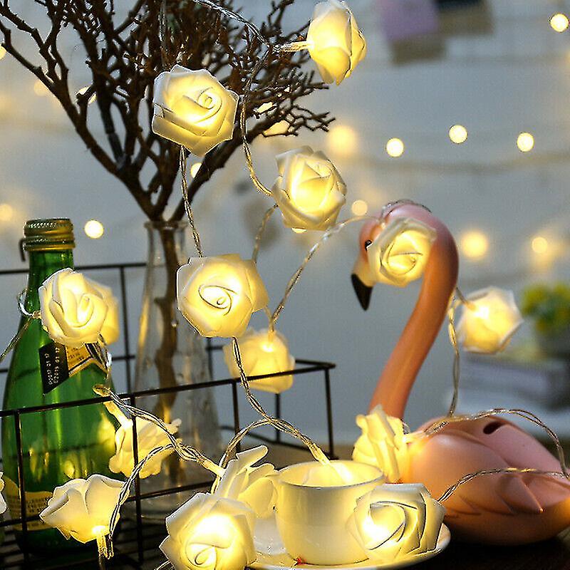 Rose Flower Battery Lights String Fairy 20 Led Battery Wedding Party Garden Decor