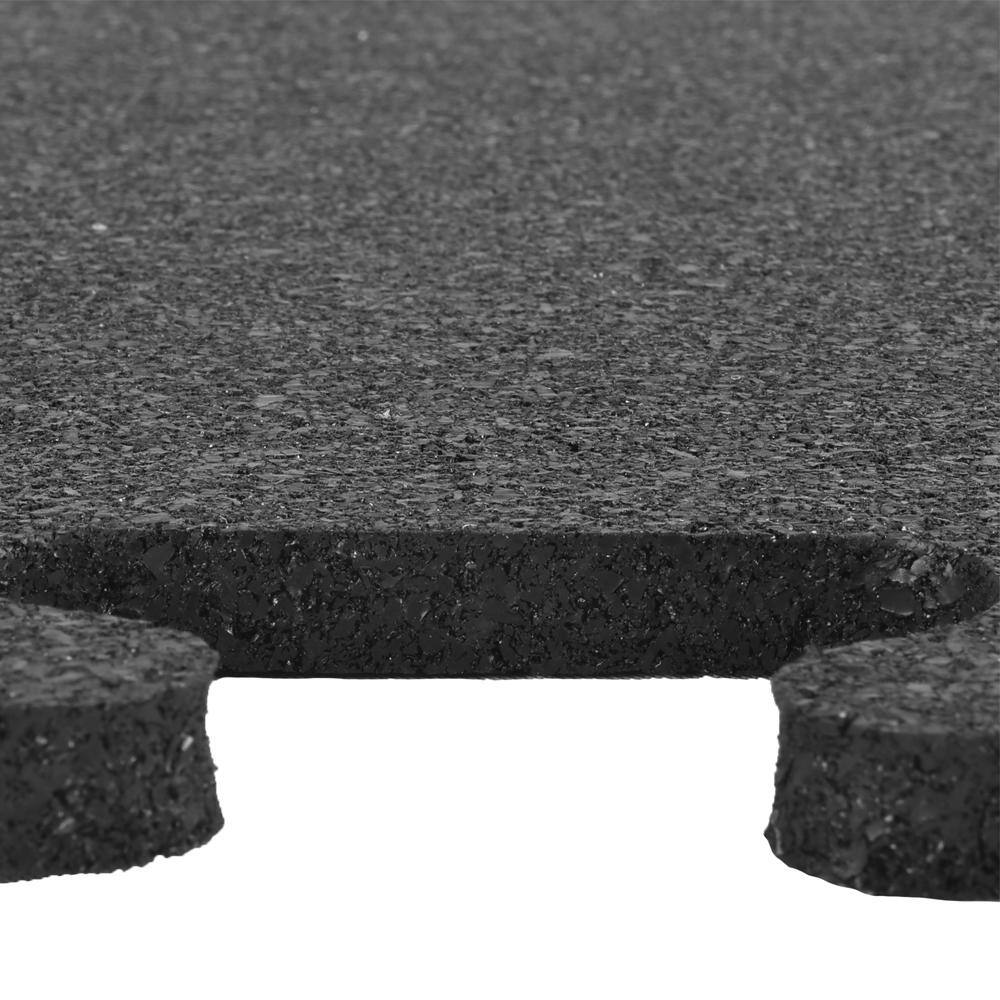 Greatmats GMats Black 24 in. W x 24 in. L Rubber Gym Interlocking Flooring Tile (Case of 6) (23.28 sq. ft.) IRFT22-375BLK6