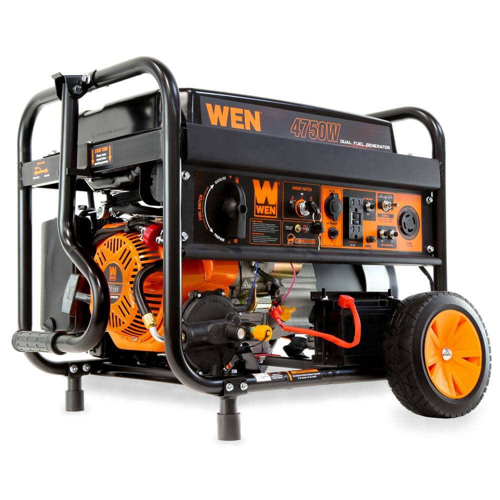 WEN 4750Watt 120Volt240Volt Dual Fuel Electric Start Portable Generator with Wheel Kit and CO Shutdown Sensor