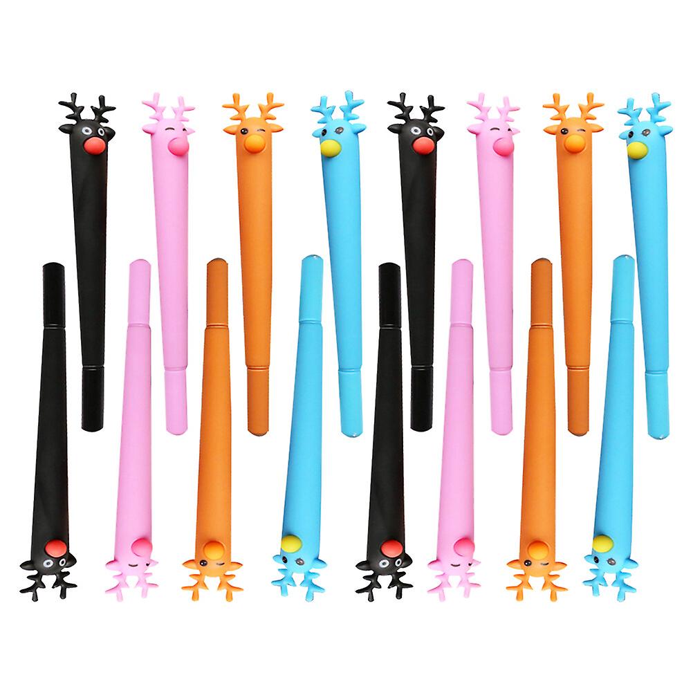 24pcs Blue Ink Pens Christmas Deer Shaped Ballpoint Pen Student Stationery Gift(black， Brown， Blue And Pink)