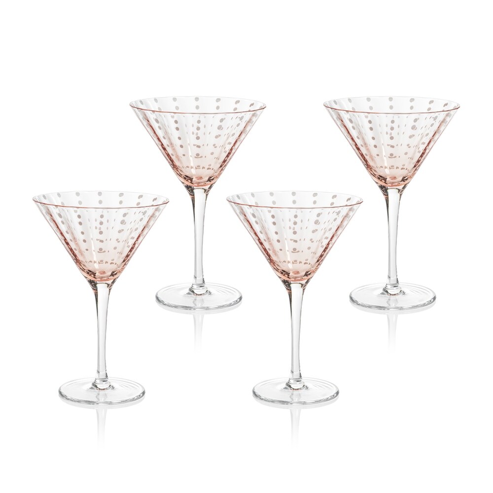 Pescara White Dot Martini Glasses  Set of 4