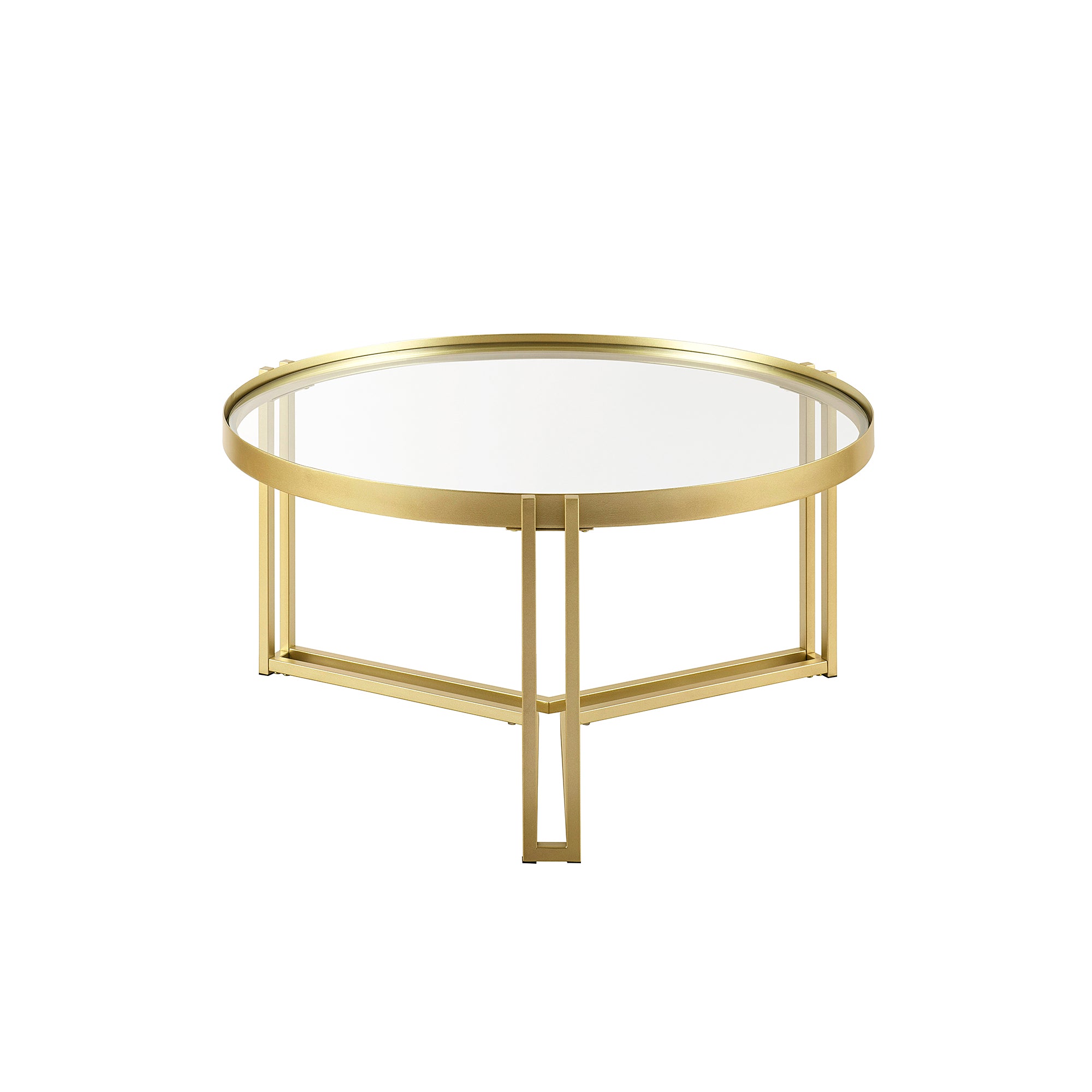 Manor Park Modern Glam Round Glass Coffee Table, Gold