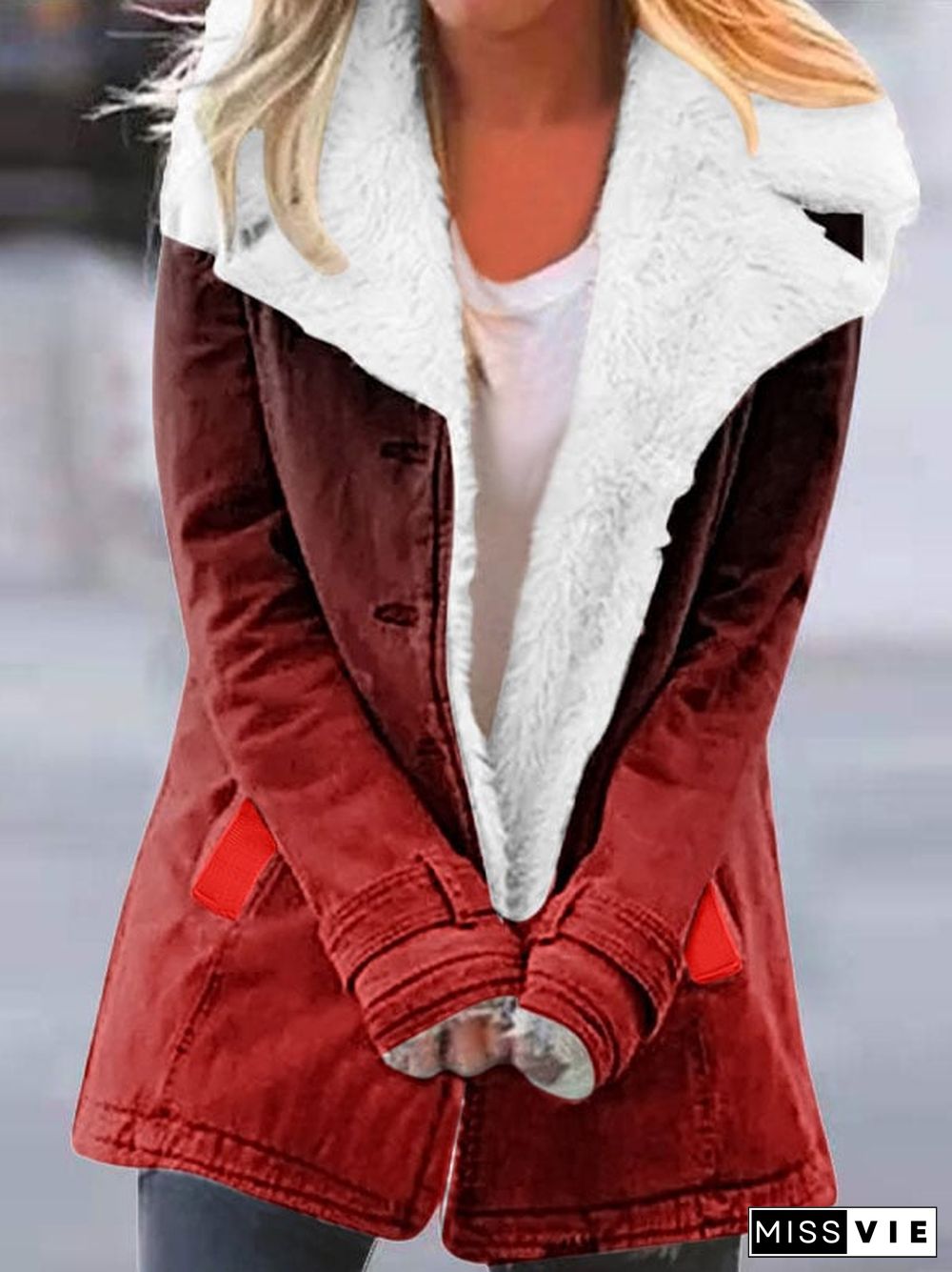 Ombre Thick Cashmere Fleece Long-Sleeve Cotton Jacket