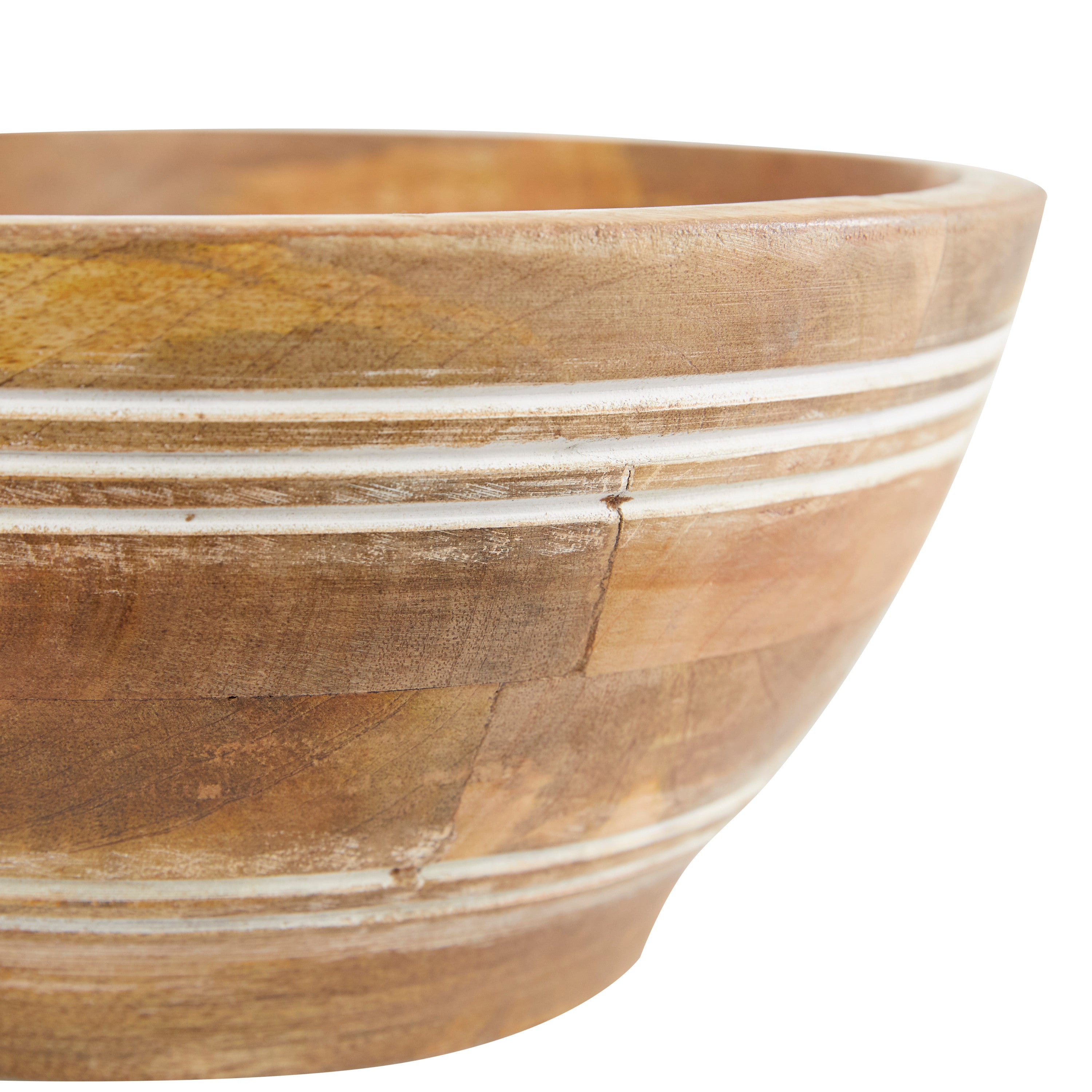 DecMode 8， 10， 12W Brown Wood Handmade Serving Bowl， 3-Pieces