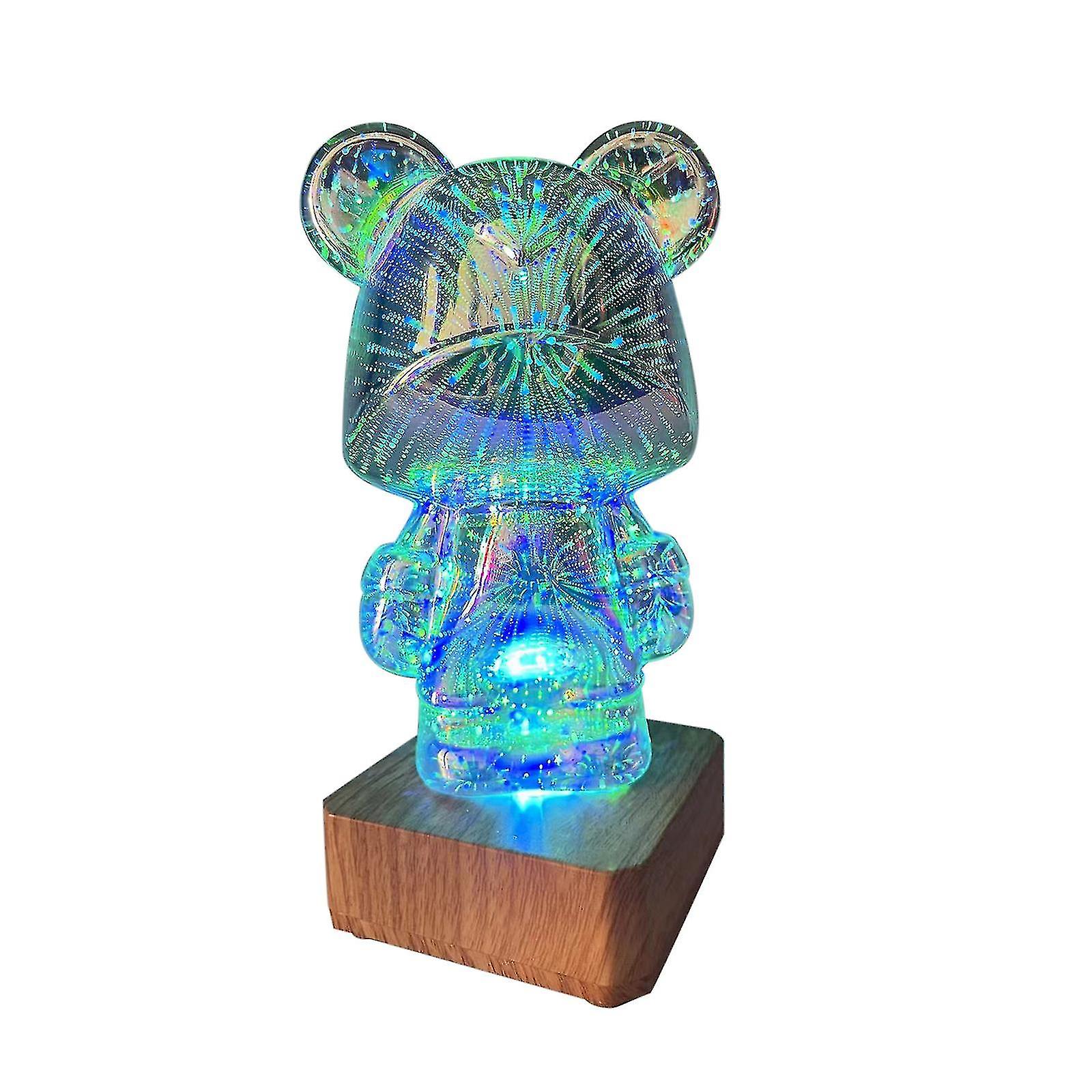 3d Firework Bear，creative Light Projection Colorful Bear For Desk Night Lights Valentine's Day Gifts