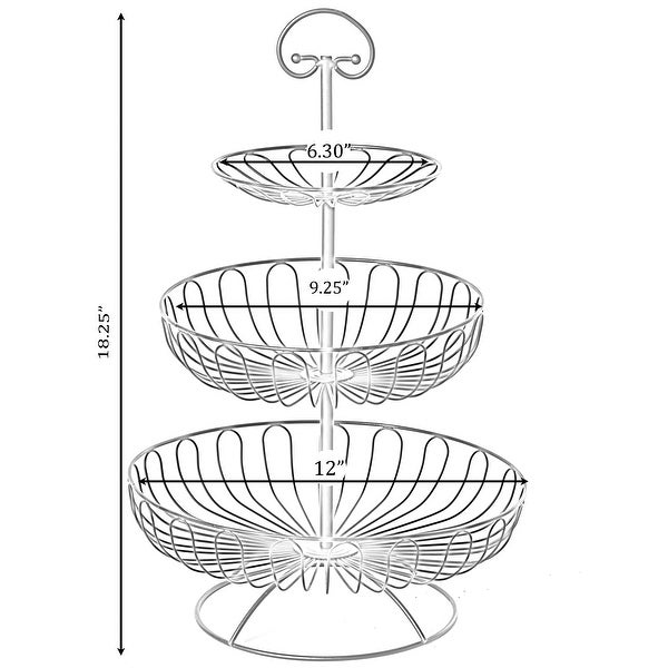 3 Tiers Wire Iron Basket Fruit Bowl， Black