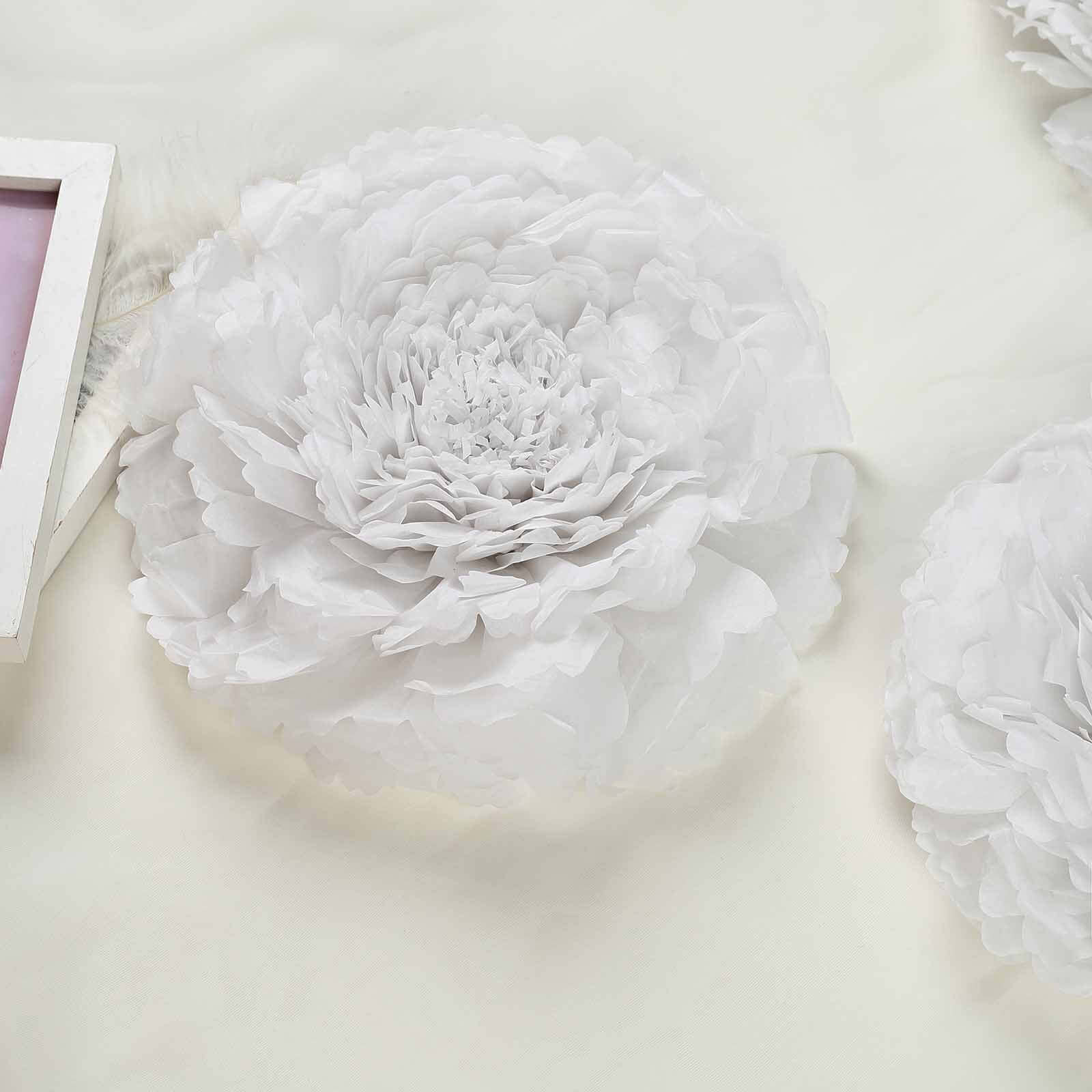 Set of 6 White Carnation 3D Paper Flowers Wall Decor 7