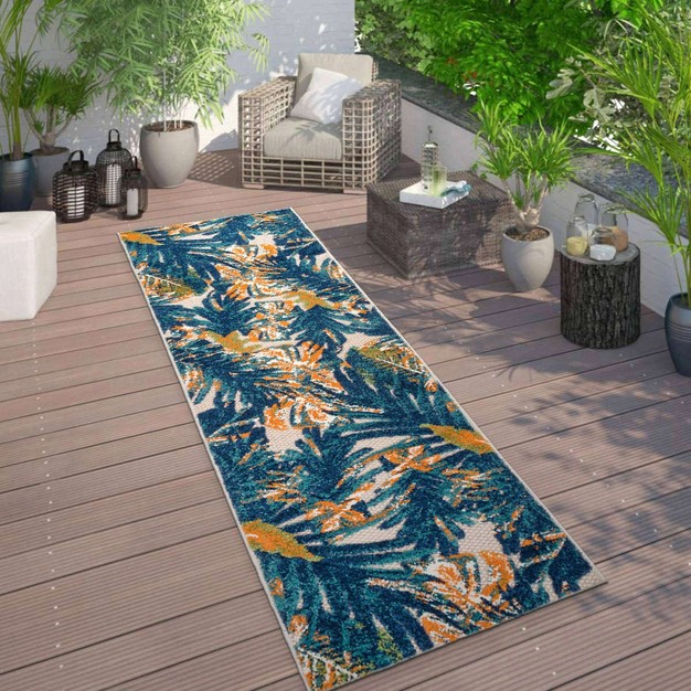 World Rug Gallery Floral Leaves Indoor outdoor Area Rug