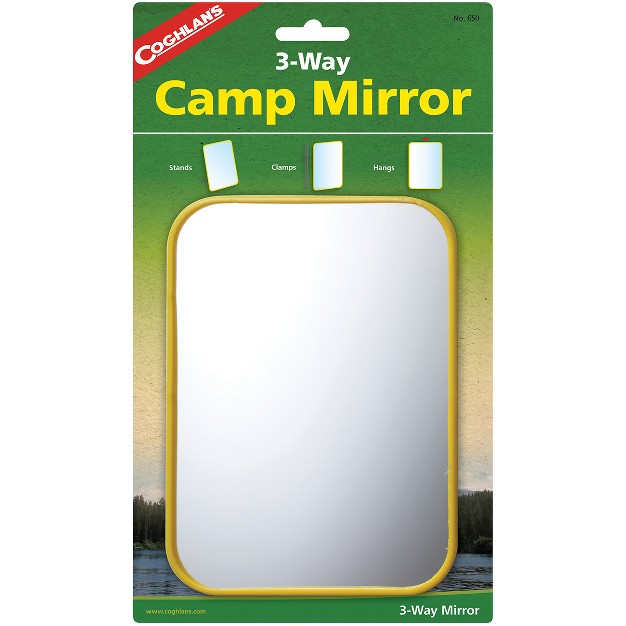 Coghlan x27 s 3 way Camp Mirror Colorful Plastic Clamps W Hook Signal Survival