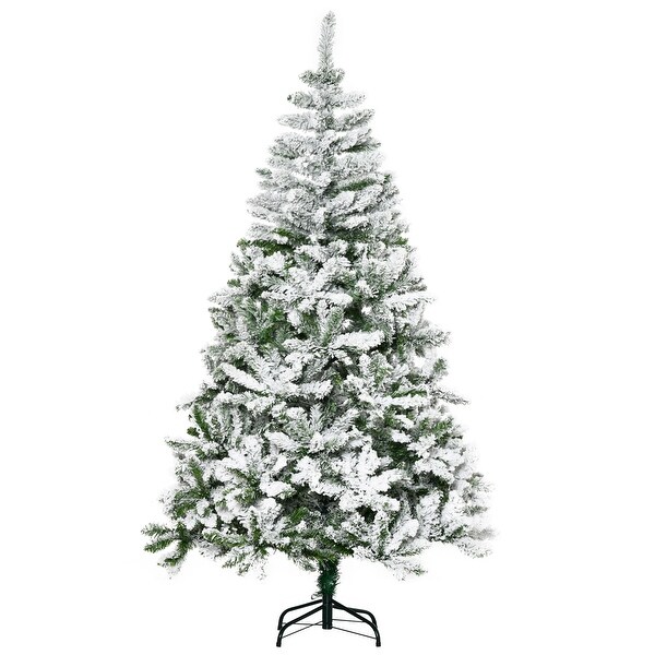 HOMCOM Artificial Snow Flocked Christmas Tree with Stand