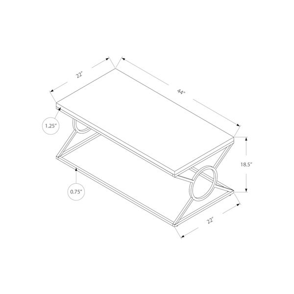 Coffee Table， Accent， Cocktail， Rectangular， Living Room， 44