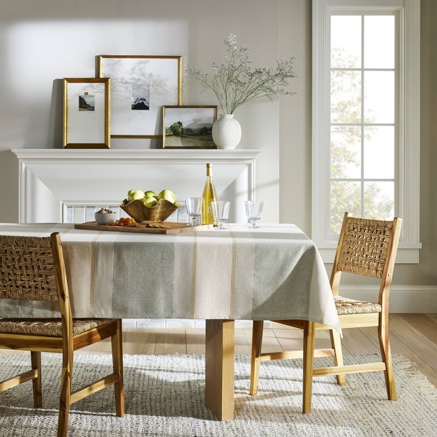 Textured Striped Tablecloth Green Designed With Studio Mcgee