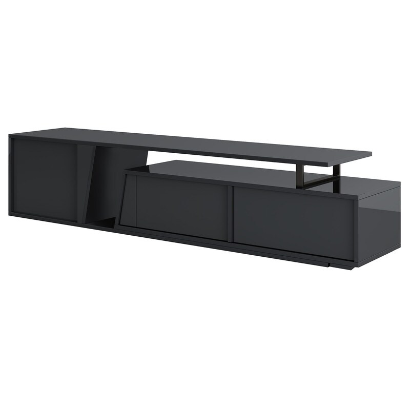 Modern Retractable TV Stand  Extendable Media Console TV Cabinet with 2 Drawers and 1 Cabinet for Living Room