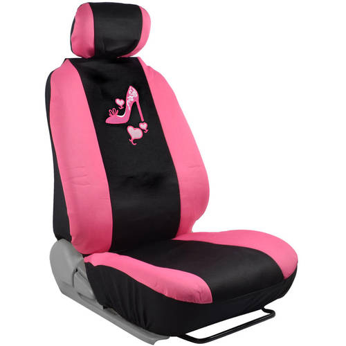 BDK Pink Love Heel Design Seat Covers for Car， SUV， Van and Truck， 9pc