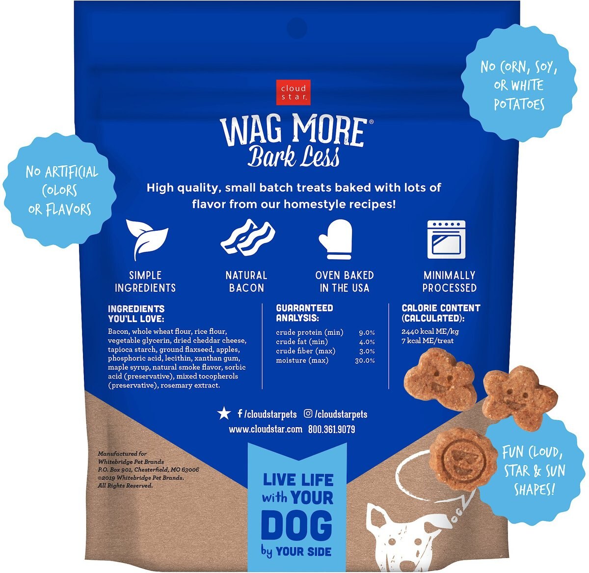 Cloud Star Wag More Bark Less Soft and Chewy with Bacon， Cheese and Apples Dog Treats