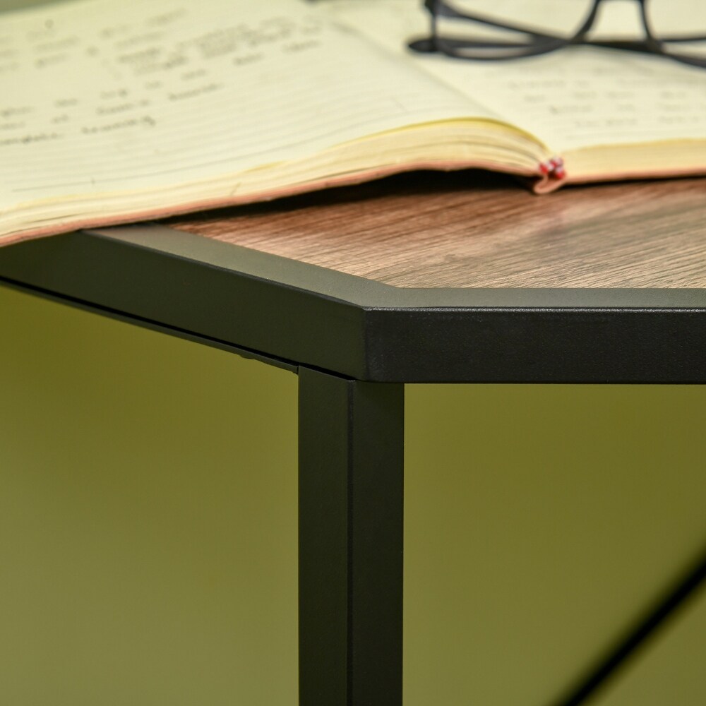 HOMCOM Corner Computer Desk with Steel Frame for Small Spaces  Writing Desk for Workstation