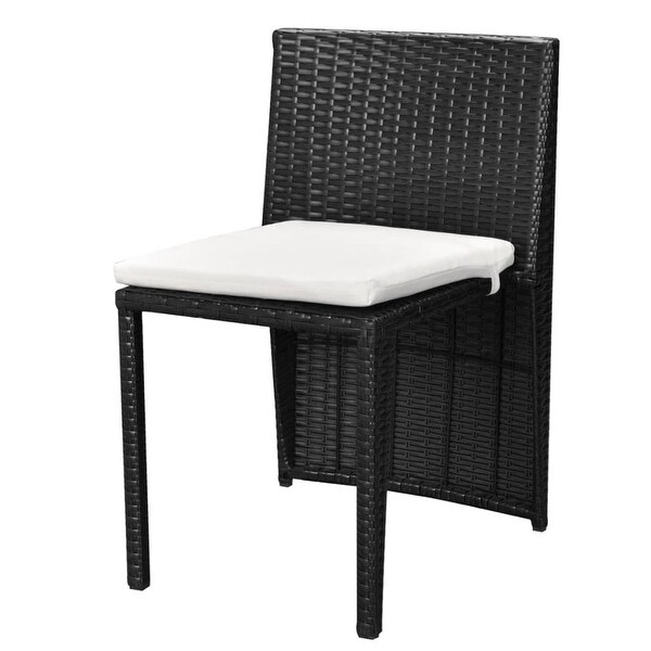 3 Piece Bistro Set with Cushions Poly Rattan Black - Overstock - 35848183