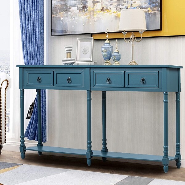 Console Table with Drawers and Long Shelf