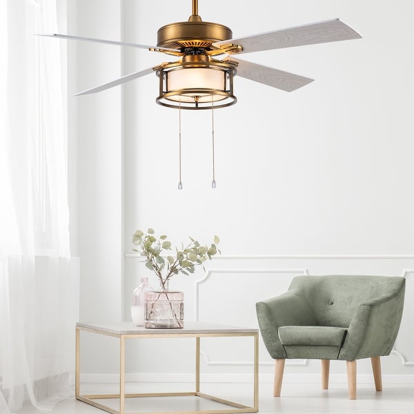 Lena River of Goods Brass and Glass 52-Inch Ceiling Fan with Light - 52