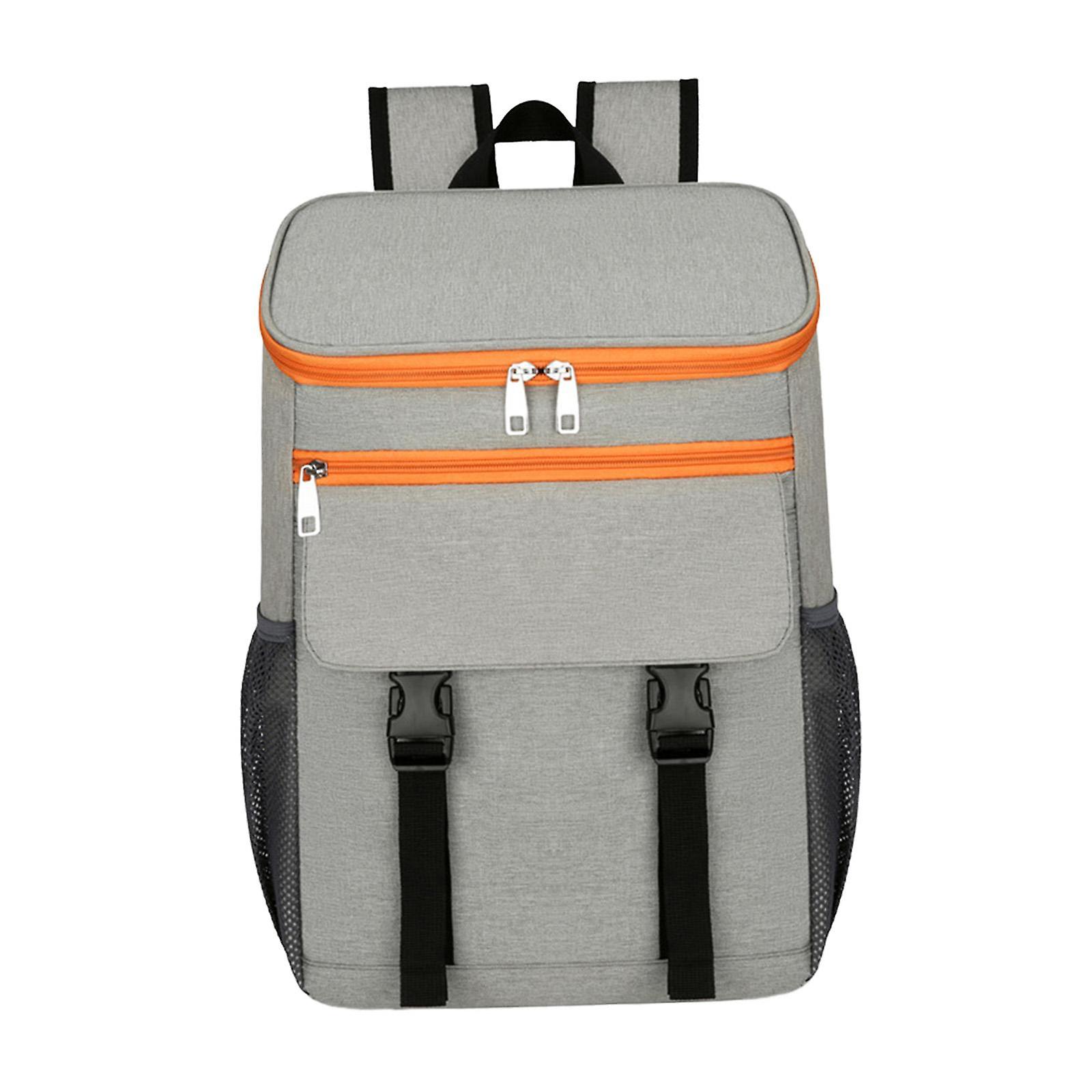 Backpack Large Cooler Bag Pouch For Camping Fishing Day Trips Gray Orange