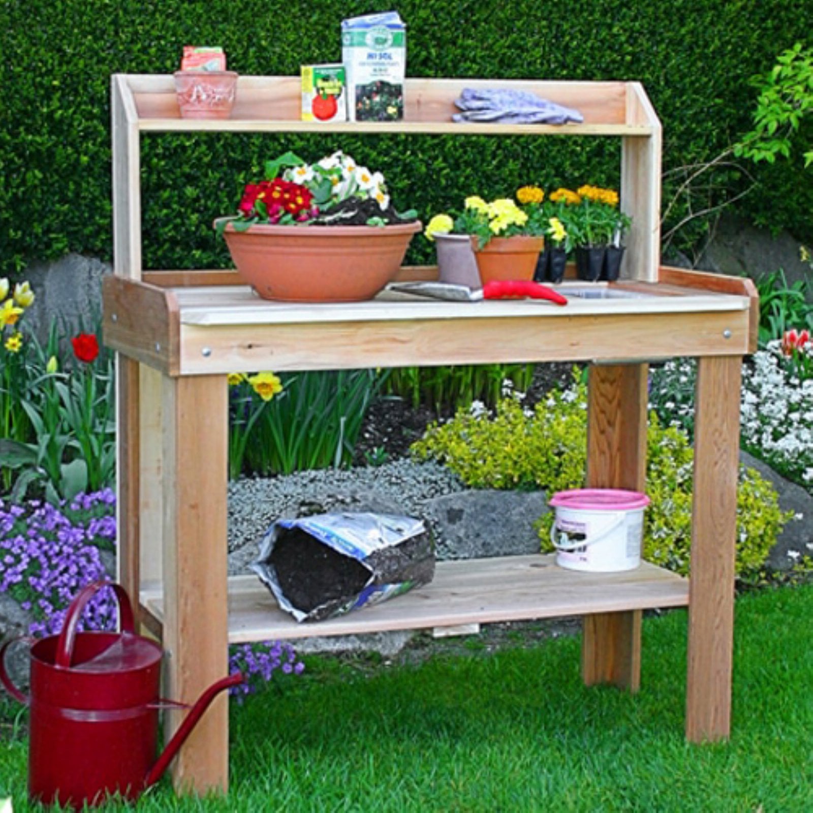 Outdoor Living Today 4 ft. x 2 ft. Western Red Cedar Potting Bench