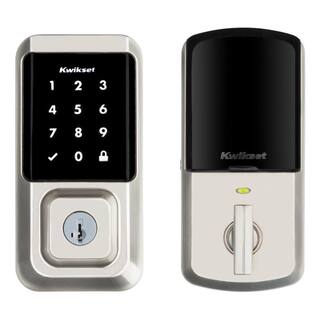 Kwikset Halo Satin Nickel Electronic Smart Lock Deadbolt Feat SmartKey Security Touchscreen and WiFi and San Clemente Handleset 939 815xHFL 15