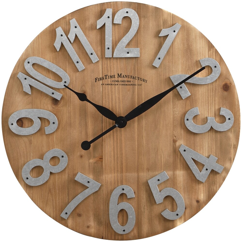 FirsTime   Co. Farmhouse Slat Wood Wall Clock  American Crafted  Tan  Solid Wood  22.5 x 2 x 22.5 in