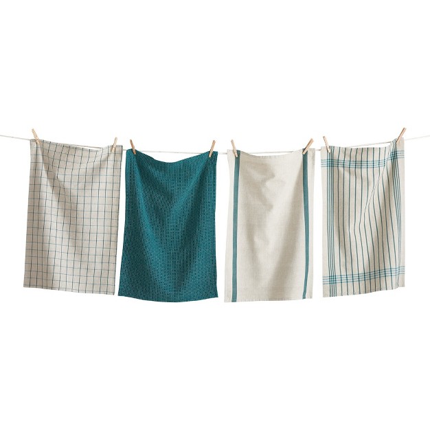 Tagltd Prairie Woven Flour Sack Dishtowel Set Of 4 Green Multi