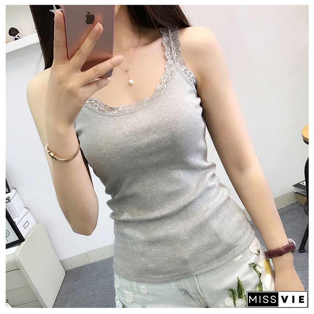 Summer Top Women Sleeveless Lace Tank Top Sexy Womens T-Shirt Vest Tank Tops Female Vest Tops White Black Underwear Women