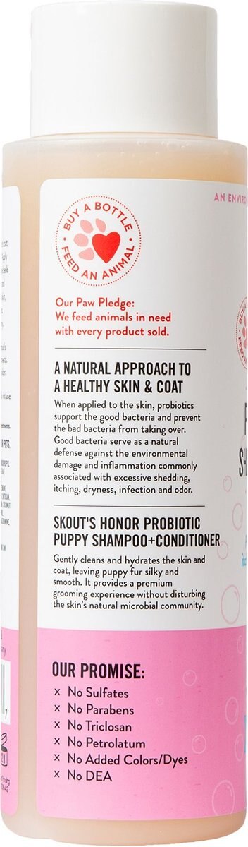 Skout's Honor Happy Puppy Probiotic Cat and Dog Shampoo and Conditioner， 16-oz Bottle