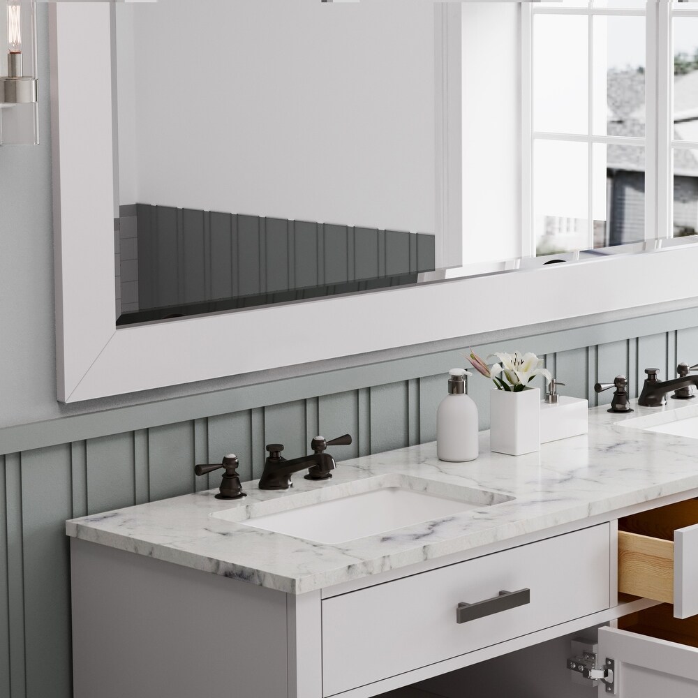 Hartford Marble Top Bath Vanity in White with Mirror