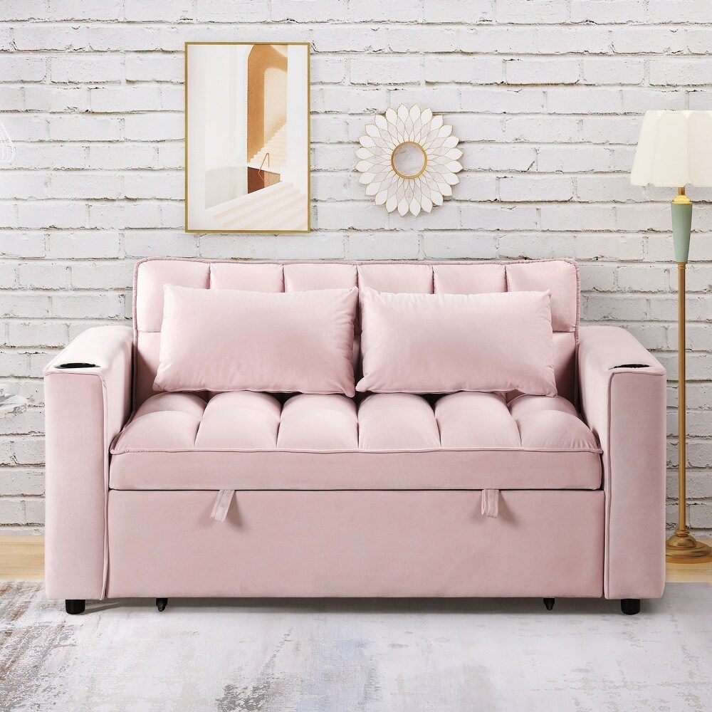 Multi Functional Convertible Sofa Bed  Loveseat w/Pull Out Sleeper Bed