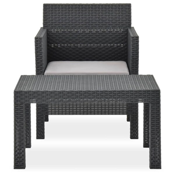 2 Piece Patio Lounge Set with Cushion PP Rattan Anthracite