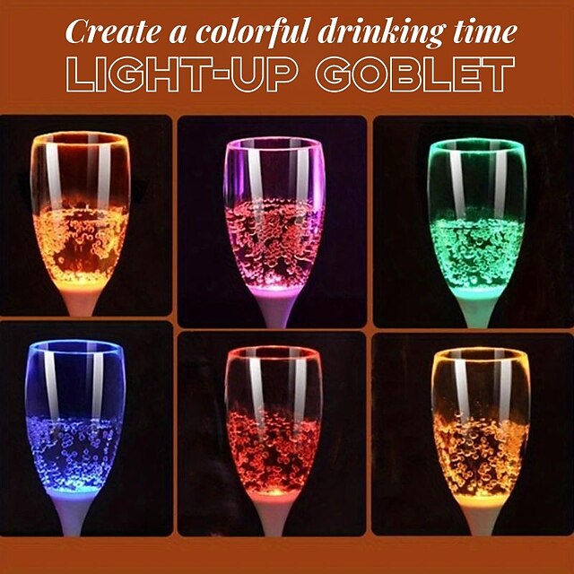 LED Glowing Light-Up Goblet Food Grade Plastic Light-Up When You Pour Water for Wedding Birthday Party Glow Wine Glass Cup