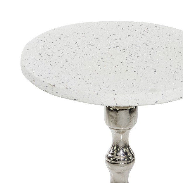 Traditional Terrazzo Accent Table White Olivia amp May