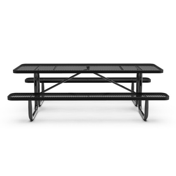 Commercial Grade Expanded Mesh Metal Outdoor Picnic Table with Anchors