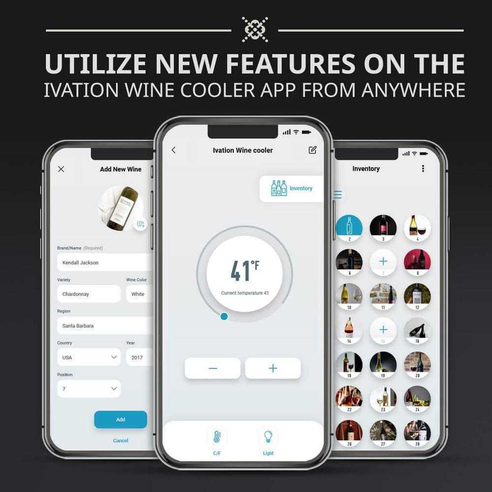 Ivation Wine Fridge 34Bottles Free standing Wine Cooler WWiFi App and Lock