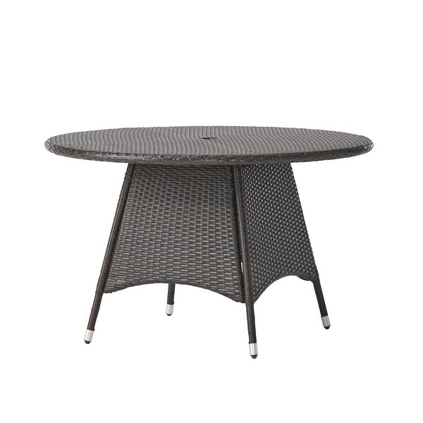 Outdoor PE wicker Round Dining Table with Water Resistant Powder Coated Iron Frame