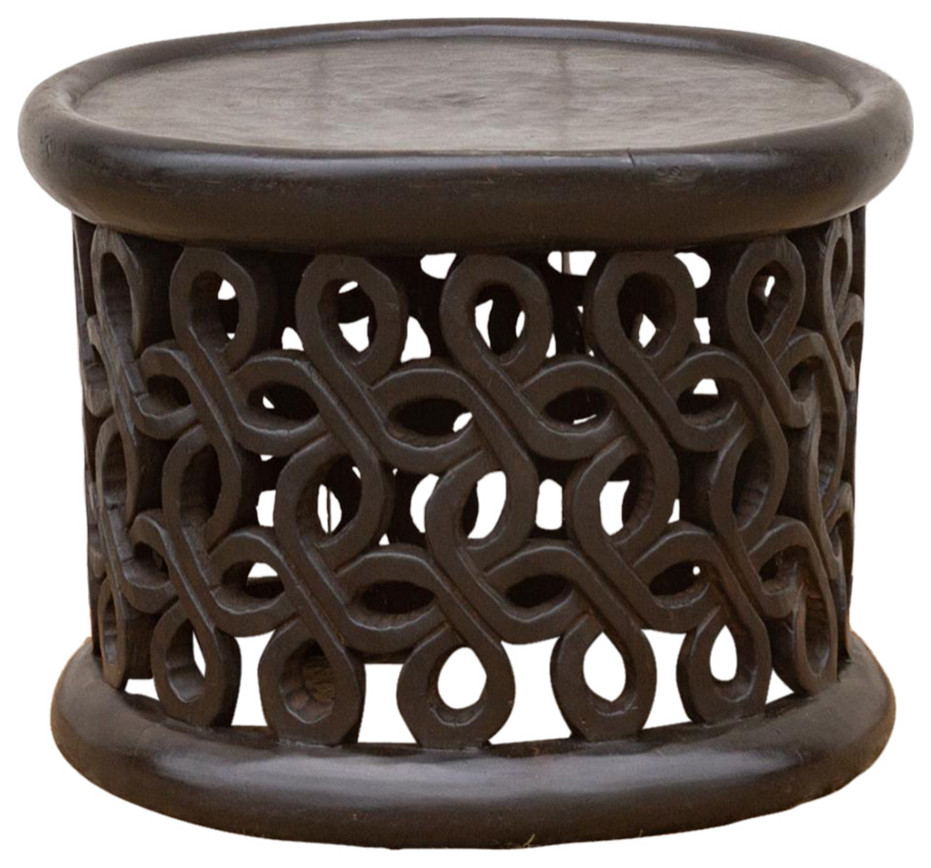 African Floral Carved End Table   Mediterranean   Side Tables And End Tables   by De cor  Houzz