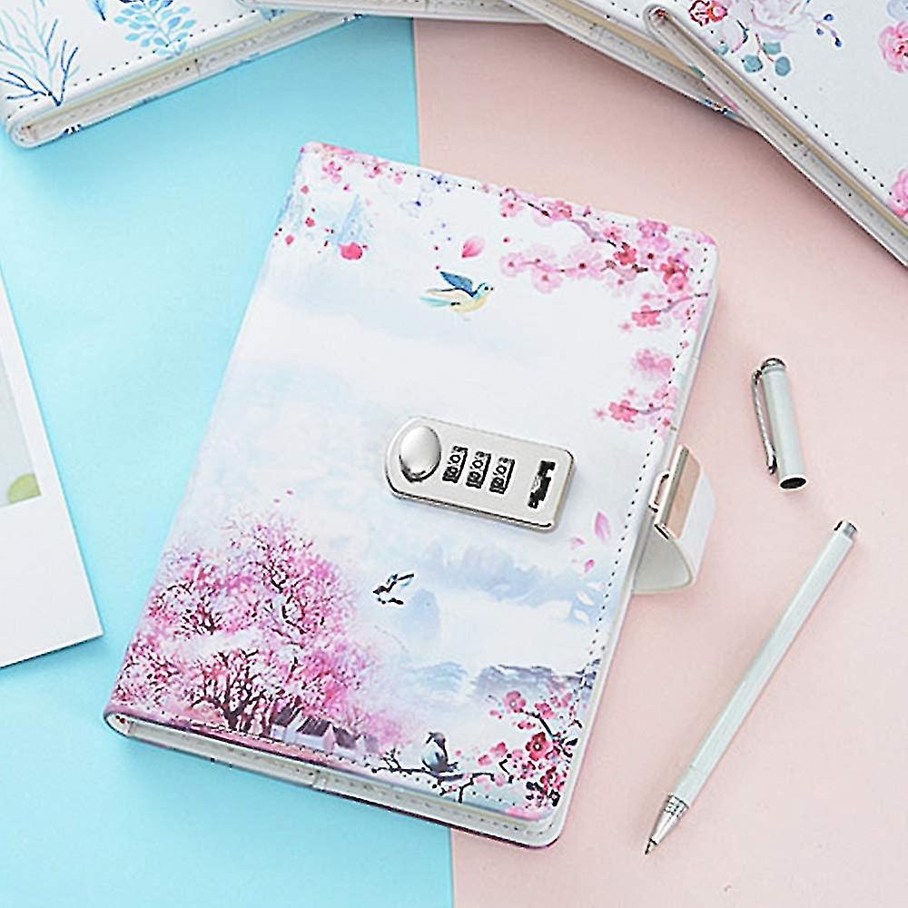 A5 Creative Password Lock Journal Pu Leather Combination Lock Diary Locking Journal Diary (style 4)