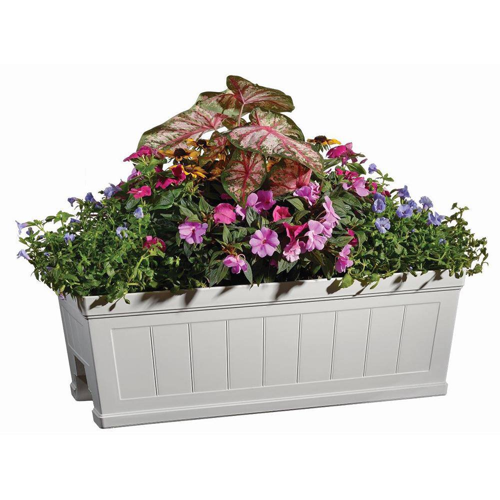 Vigoro 28 in. Eden Medium White Resin Window Box Rail Planter (28 in. L x 12 in. W x 12 in. H) HD1116-089