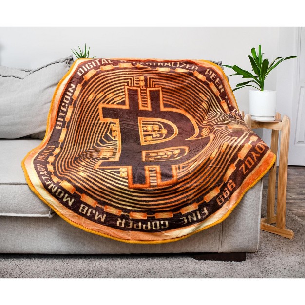 Toynk Bitcoin Cryptocurrency Round Fleece Throw Blanket 60 Inches