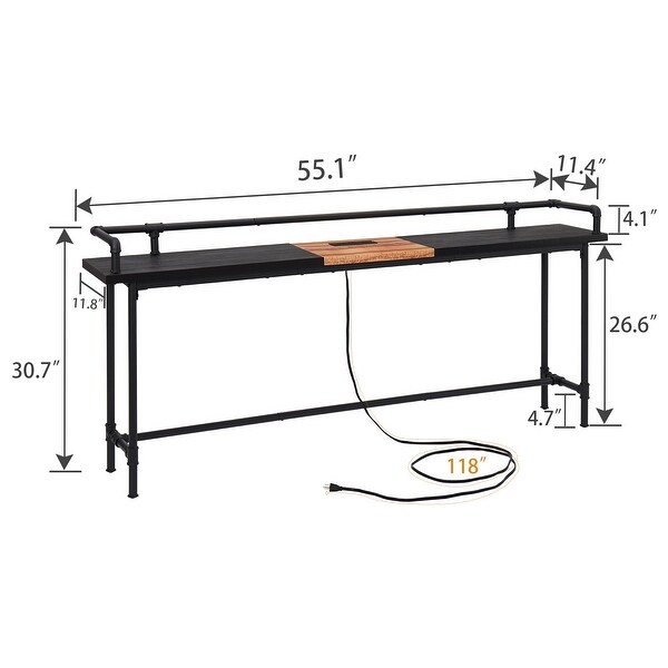 Console Table with 2 Outlet and 2 USB Ports for Living Room and Hallway