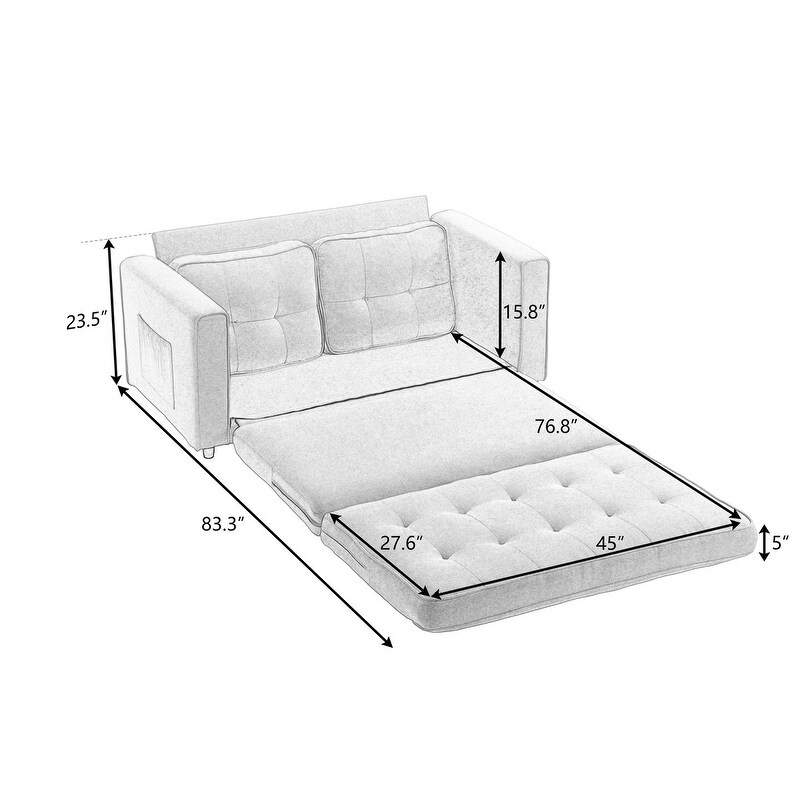 3 Fold Loveseat Sofa  Convertible Futon Couch Sleeper Sofabed