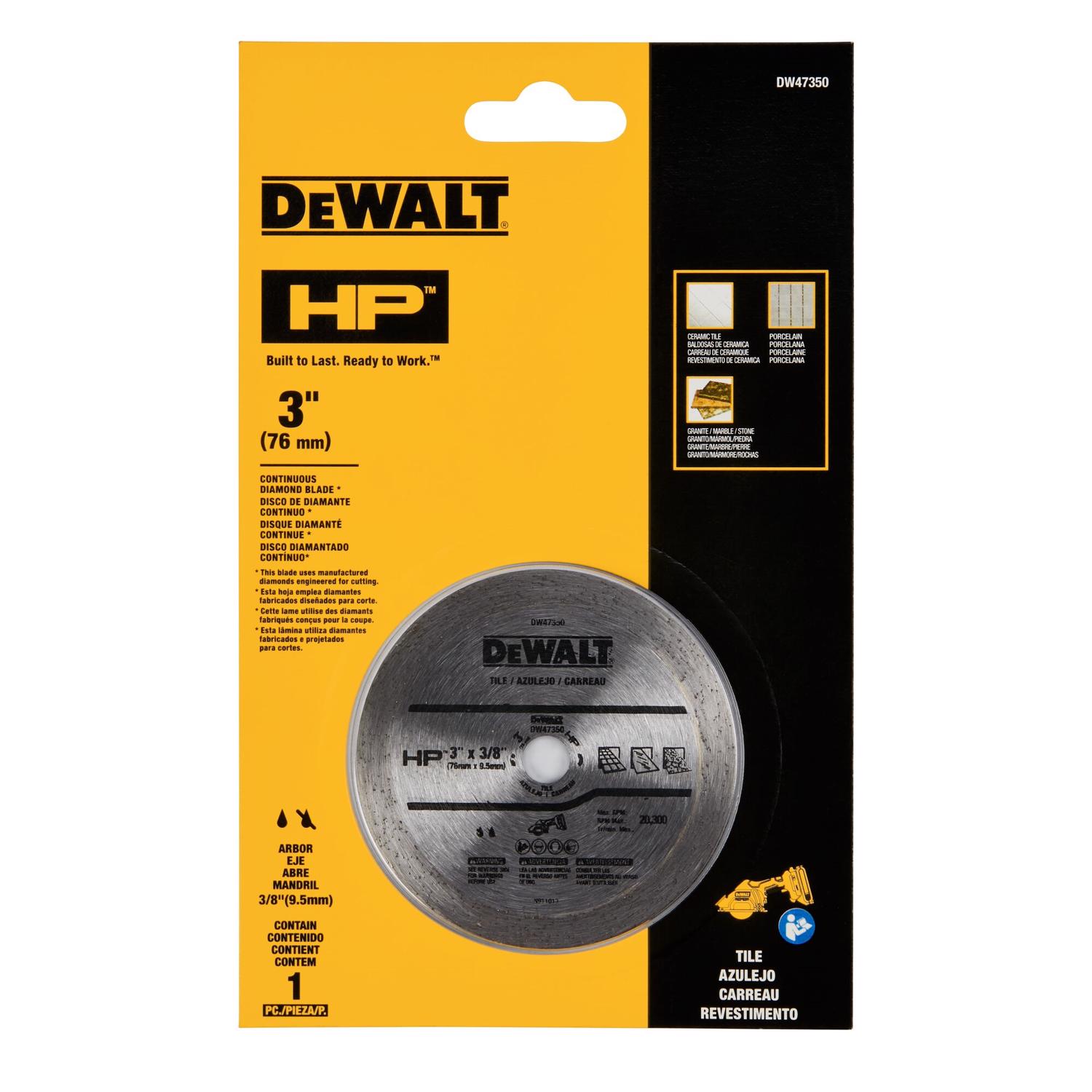 DW 3 in. D X 3/8 in. Diamond/Metal Continuous HP Tile Blade 1 pk