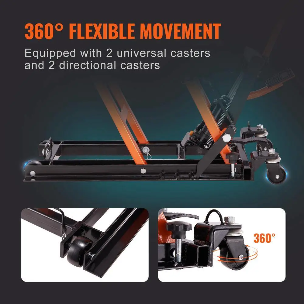 VEVOR Hydraulic Motorcycle Lift Jack 1500LBS. ATV Scissor Lift Jack with 4 Wheels Foot-Operated Hoist Stand for Motorcycle ATV MTCSJJYYB15004IG5V0